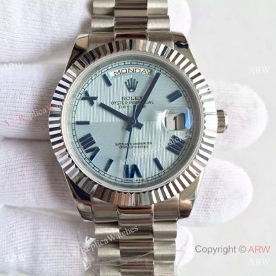 High Quality Copy Rolex Day-Date 40MM Watch MingZhu Movement Roman Blue Face